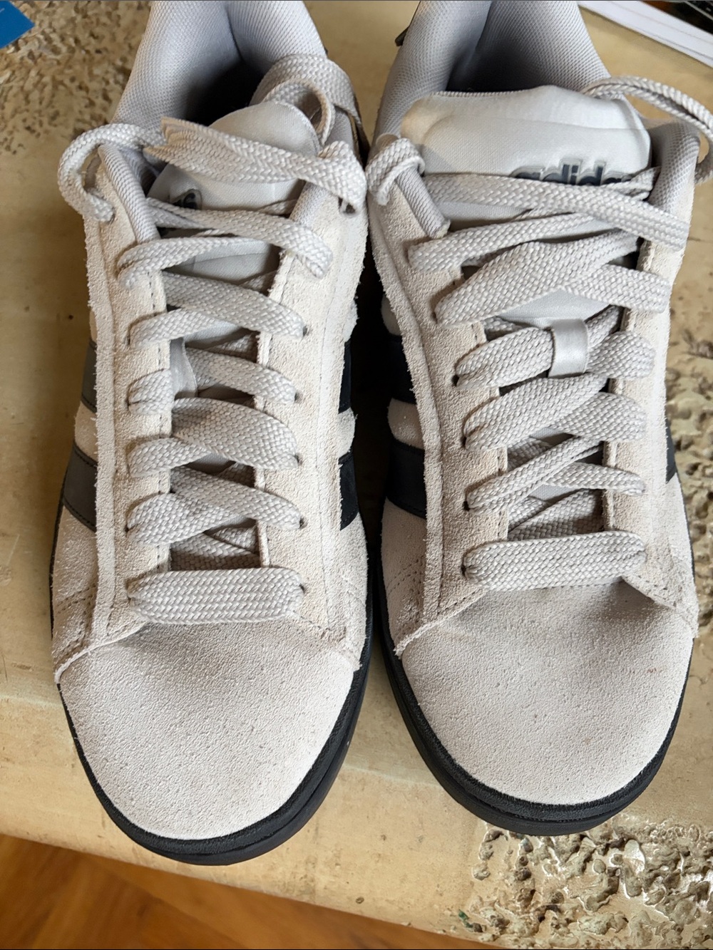 adidas Men's Grand Court Slpha Suede Sneakers in Light Gray with Black Stripes